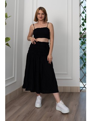 Omuz Askılı Gipeli Üst ve Beli Lastikli Etek Takım 1261