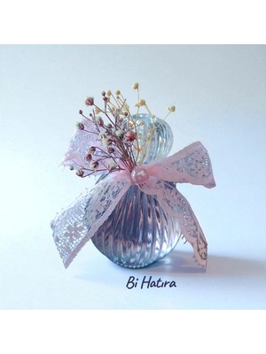 Bi Hatıra Çizgili Cam Şişe Dantel Kurdela Hediyelik Kolonya 10 Adet