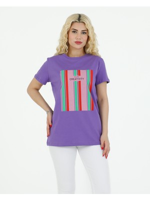 Creativity Baskılı Tshirt Mor