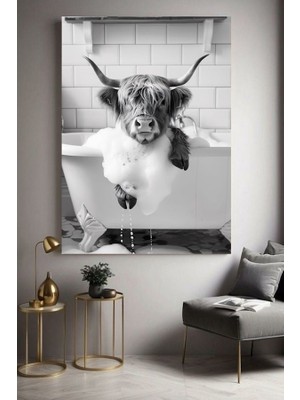 Özkacar Group Wc Tuvalet Banyo Kuvette Komik Öküz Ev Duvar Salon Güzellik Salonu Ofis Dükkan Dekarasyon Kanvas Tablo