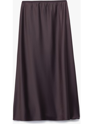 Standart Bel Regular Fit Saten Midi Etek
