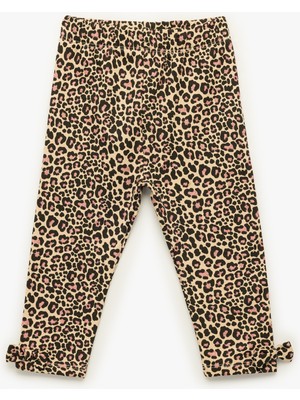 Koton Leopar Desenli Fiyonklu Pamuklu Uzun Tayt Kız Çocuklar İçin Günlük Kullanım