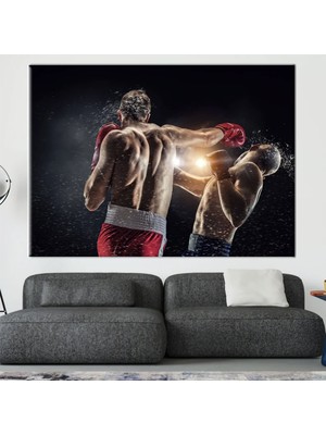 Motive Edici Kanvas, Boks Posteri, Spor Odası ve Gym Için Knockout Temalı Dekor