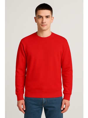 Kadın - Erkek Sweatshirt – Bisiklet Yaka Basic Uzun Kollu Rahat Fit