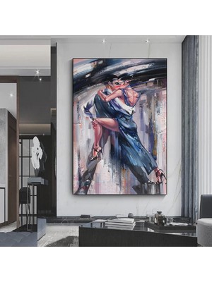 Büyük Kanvas Ev Dekoru, Dans Eden Çift Tablosu, Müzik Odası Sanatı, Tango Temalı Kanvas