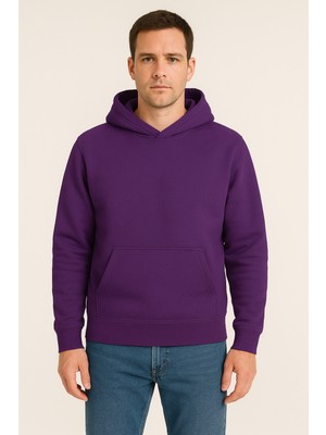 Erkek - Kadın Basic Kapüşonlu Sweatshirt - Oversize Rahat Kalıp Hoodie