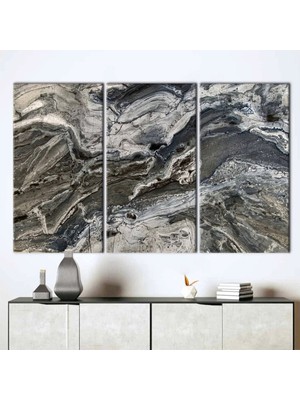 Siyah ve Gri Taş Duvar Sanatı, Alkol Mürekkebi ile Kanvas, Mermer Desenli Trend Baskı