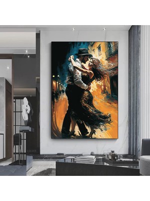Büyük Kanvas Ev Dekoru, Dans Eden Çift Tablosu, Müzik Odası Sanatı, Tango Temalı Kanvas