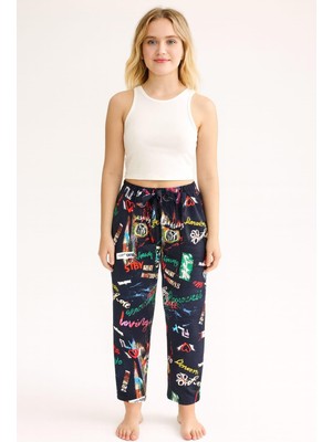 Kadın Desenli Tek Alt Lacivert