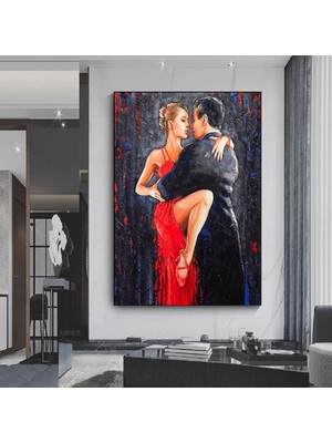 Büyük Kanvas Ev Dekoru, Dans Eden Çift Tablosu, Müzik Odası Sanatı, Tango Temalı Kanvas