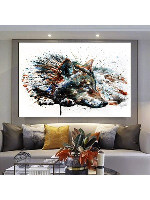 Özel Kurt Tablosu, Soyut Kanvas, Hayvan Duvar Sanat Baskıları, Ekstra Büyük Kanvas Duvar Sanatı