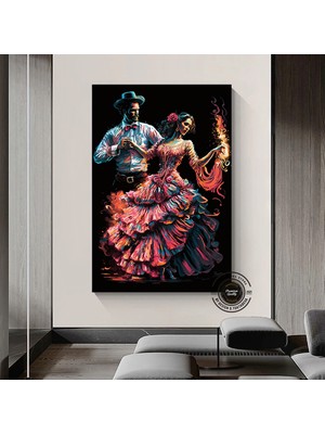 Flamenko Dansçısı Duvar Sanatı; Ispanyol Tarzı Dekor; Çift Flamenko Dansı Tablosu