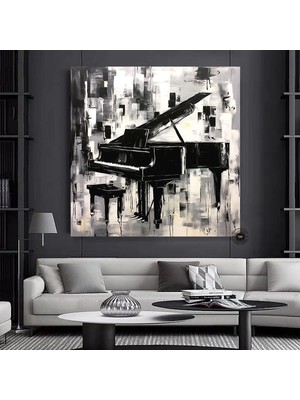 Piyano Müzik Tablosu, Büyük Boyutlu Kanvas, Çok Renkli Asılmaya Hazır