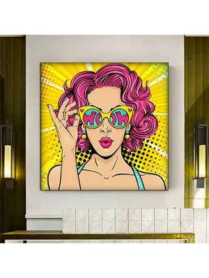 Pop Art Duvar Sanatı, Çizgi Roman Pop Art, Kadın Wow, Şaşkın Komik Stil, Kanvas Baskı Dekoru