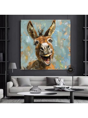 Komik Eşek Tablosu; Gülümseyen Eşek Duvar Asması; Renkli Eşek Kanvas Baskısı – Eğlenceli ve Canlı Ha