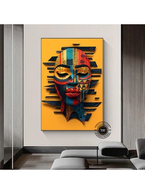 Afrika Sembol Kanvas Tablo – Geleneksel Desenler – Kültürel Lüks Dekor