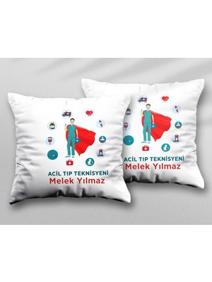 Kişiye Özel Kadın Acil Tıp Teknisyeni Iki Adet Iki Tarafı Baskılı Yıkanabilir Yastık Kırlent Kılıfı