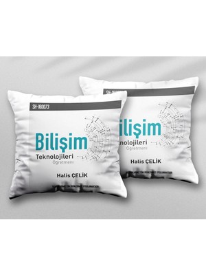 Kişiye Özel Bilişim Teknolojileri Öğretmen Iki Tarafı Baskılı Yıkanabilir Yastık Kırlent Kılıfı
