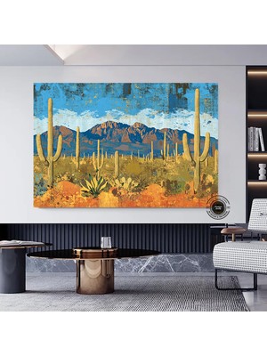 Boho Stil Arizona Kanvas Baskısı; Vintage Yağlı Boya Tarzı Arizona; Boho Arizona Duvar Sanatı; Rusti