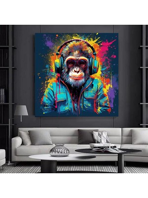 Soyut Graffiti Maymun, Komik Goril Duvar Sanatı, Renkli Şempanze Kanvas Dekoru