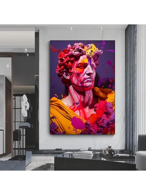 Davut Büstü Graffiti Yağlıboya, Pichiavo Stili Realistik Kentsel Kanvas Portre