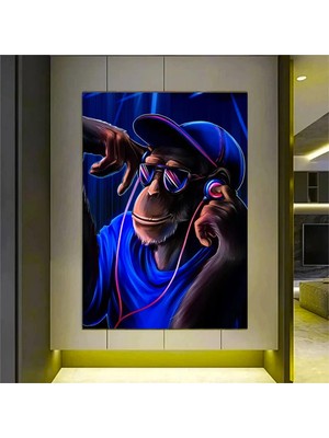 Dj Maymun, Çılgın Maymun, Mavi Maymun Duvar Sanatı, Hayvan Duvar Sanatı