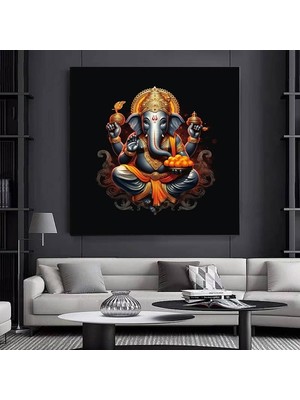 Harika Ganesha Duvar Sanatı – Soyut Sanat, Renkli Ilham Veren Ganesha Kanvas Tablosu
