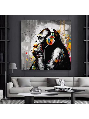 Soyut Graffiti Maymun, Komik Goril Duvar Sanatı, Renkli Şempanze Kanvas Dekoru
