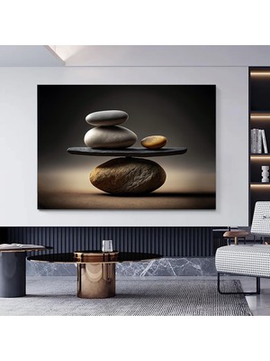 Denge Temalı Kanvas Sanatı; Kayalar ve Çakıllar; Soyut Denge