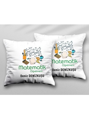 Kişiye Özel Matematik Öğretmeni Ms Iki Adet Iki Tarafı Baskılı Yıkanabilir Yastık Kırlent Kılıfı