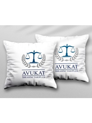 Kişiye Özel Avukat Terazi Yaprak Iki Adet Iki Tarafı Baskılı Yıkanabilir Yastık Kırlent Kılıfı