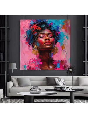 Afro-Amerikan Pop Art Kadın Kanvas Tablosu, Renkli Soyut Sanat, Pop Art Kanvas Baskı