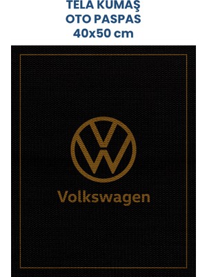 Tela Kumaş Suya Dayanıklı 40X50CM Volkswagen 50ADET Oto Paspas Siyah Altın Rengi Baskı (Kağıt Değil)