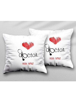 Kişiye Özel Doctor Doktor Iki Adet Iki Tarafı Baskılı Yıkanabilir Yastık Kırlent Kılıfı