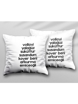 Vallayi Yalağuz Kover Beni Afkurma Iki Adet Iki Tarafı Baskılı Yıkanabilir Yastık Kırlent Kılıfı