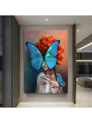 Çiçek Kanvas; Sürrealist Duvar Sanatı; Soyut Kadın Duvar Dekoru; Soyut Duvar Dekoru; Kadın ve Kelebe