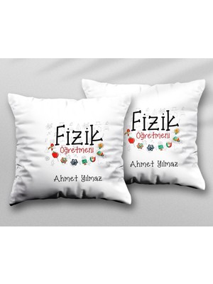 Kişiye Özel Fizik Öğretmeni Rdysn Iki Adet Iki Tarafı Baskılı Yıkanabilir Yastık Kırlent Kılıfı