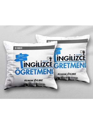 Kişiye Özel Ingilizce Öğretmeni When Iki Adet Iki Tarafı Baskılı Yıkanabilir Yastık Kırlent Kılıfı