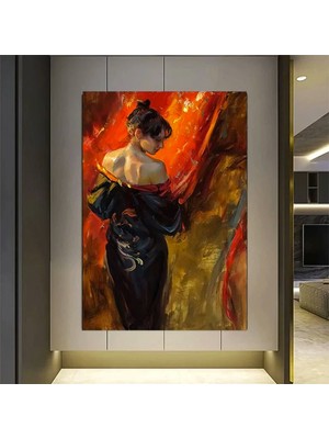 Vintage Kadın Portresi; Antika Kanvas Tablosu; Genç Bayan Resmi; Asmaya Hazır Kadın Sanatı