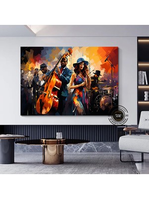 Caz Duvar Sanatı, Müzisyen Baskıları, Soyut Jazz Temalı Kanvas, Büyük Boy