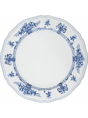 Le Coq Porcelaine - Neos Anthiros Beyaz Mavi Ana Yemek Tabağı - 26,5 cm