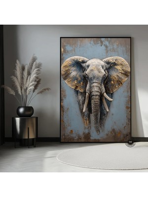 Altın Fil 3D Kanvas Tablo, Görkemli Afrika Vahşi Yaşam Dekoru, Asılı Hazır