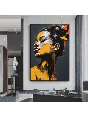 Soyut Akrilik Siyah Kız Kanvas Duvar Dekoru; Kız Soyut Akrilik Kanvas Baskı Resim; Duvara Asılabilir