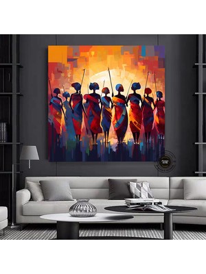 Soyut Afrika Savaşçıları Kanvas Sanatı; Afrika Kültürü Ev Dekoru; Baba Hediyesi