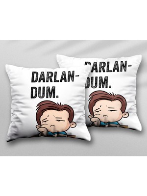 Darlan Dum Iki Adet Iki Tarafı Baskılı Yıkanabilir Yastık Kırlent Kılıfı