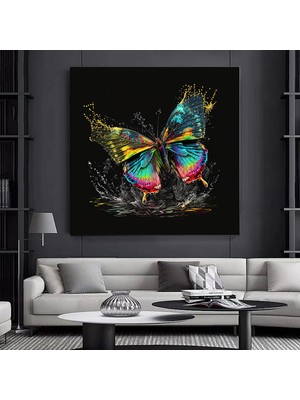 Renkli Kelebek Kanvas Duvar Sanatı, Hayvan Baskısı, Kelebek Duvar Dekoru, Renkli Kanvas