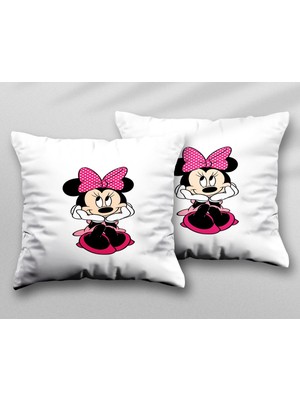 Minnie Mouse Png Image Iki Adet Iki Tarafı Baskılı Yıkanabilir Yastık Kırlent Kılıfı