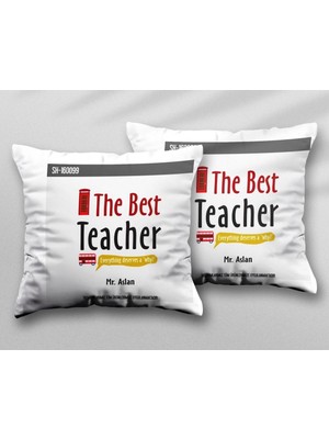 Kişiye Özel The Best Teacher Iki Adet Iki Tarafı Baskılı Yıkanabilir Yastık Kırlent Kılıfı