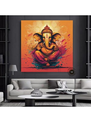 Muhteşem Ganesha Duvar Sanatı – Soyut Duvar Tablosu; Renkli Ganesh Kanvas Sanatı
