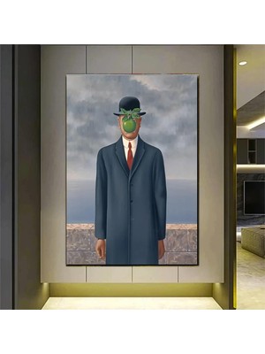 Gerçeküstü René Magritte Kanvas Baskı – “adamın Oğlu”; Surreal Baskı; Duvar Asması